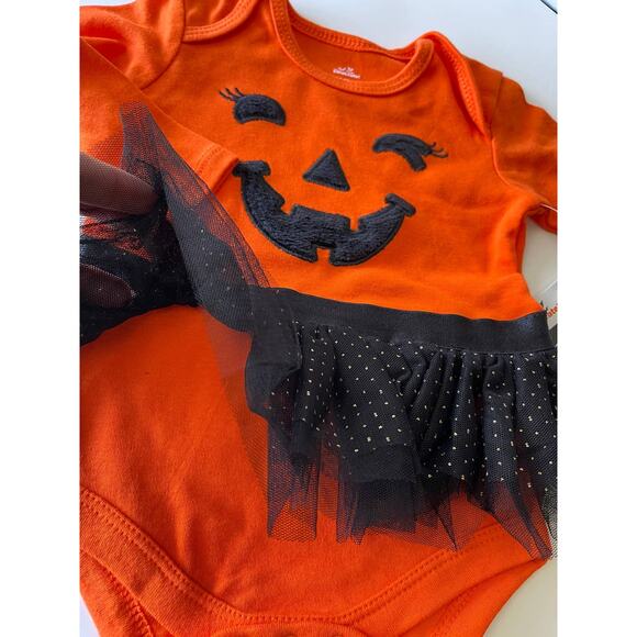 Way To Celebrate Halloween Pumpkin Bodysuit Costume 2 Piece Set 3-6 Months NEW - Picture 8 of 10